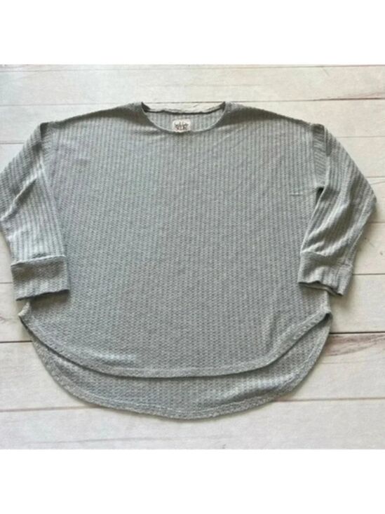 Chaser Tops - Chaser Womens Gray Waffle Knit Thermal Top Button Long Sleeve Tunic Top …